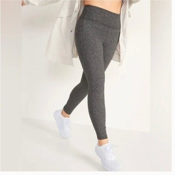 Old Navy Active High-Waisted CozeCore Herringbone Leggings Large Grey - Picture 1 of 6